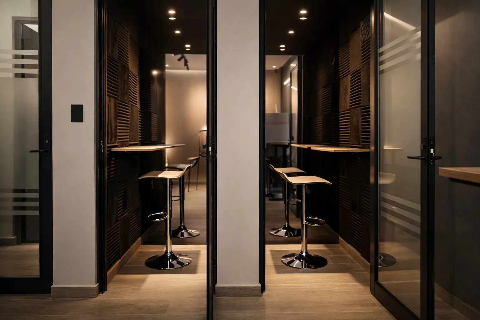 Bright and airy coworking area with large windows